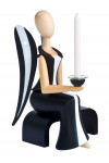 Sternkopf-Engel Black Beauty, sitzend, mit Kerzenhalter